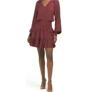 NWT Ramy Brook Scotty a-line dress Sz L in burgundy red